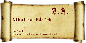 Nikolics Márk névjegykártya