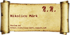 Nikolics Márk névjegykártya